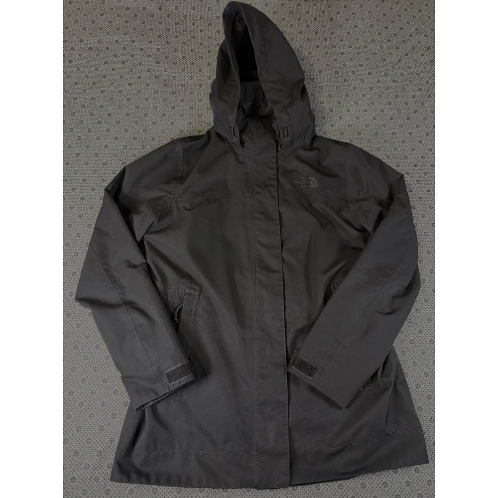 The North Face DryVent Black Hooded Full Zip Short Rain Coat Women's Size M